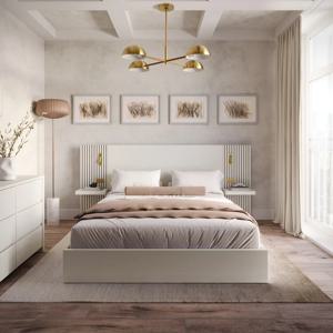 르블랑 침대 플랫형 화이트 Q (퀸), 릴리 매트포함, 하드타입, 사이드패널2ea