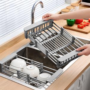 길이조절 확장형 주방 식기건조대 싱크대 설거지 건조대 선반 컵 접시 그릇 수납 정리 거치대