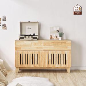 모리스 고무나무 원목 1000 서랍도어형 거실장 버티컬 수납장