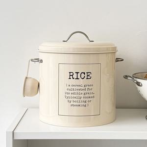 레트로 감성 철제 쌀통 틴케이스 쌀보관함 주방 인테리어 사료통 6L