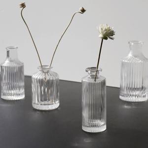 스트라이프 미니 유리 화병 작은 꽃병 디퓨저 용기 - B