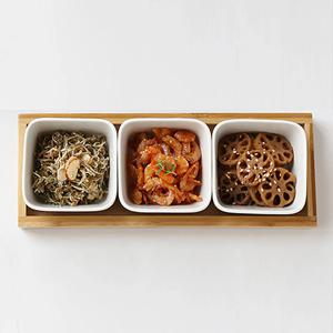 [리퍼]사각 분할 디저트 나눔접시 소스 반찬 그릇 우드트레이 세트 정사각3