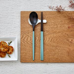 자연옻칠 블랙 컬러 수저세트 그린