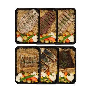 닭가슴살&부채살&돈등심&삼치&대구&광어스테이크도시락 생선포함 6키트