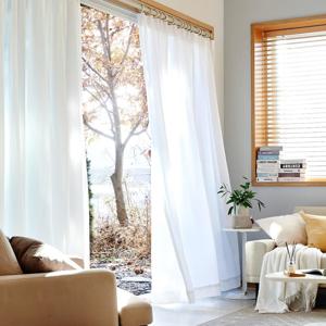 차르르 쉬폰 나비주름 긴창문커튼 280x235 화이트 2p