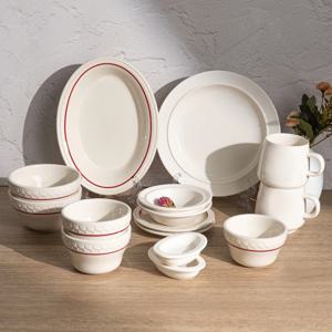 쉐난고 카디날+메이플 믹스 신혼 집들이 자취 그릇 접시세트2인 15P