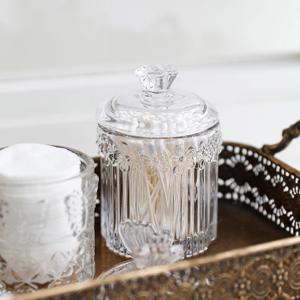 글래스 가든 크리스탈 인테리어 장식 유리함 면봉 화장솜 케이스 화장대 보관함 정리함