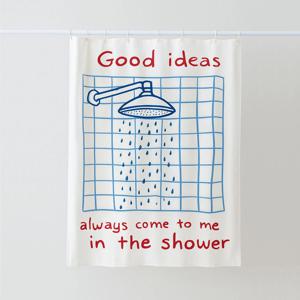 패브릭 샤워커튼 방수 욕실커튼 블루 샤워기 180x180