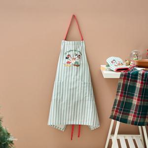 디즈니 미키 크리스마스 스트라이프 앞치마 그린