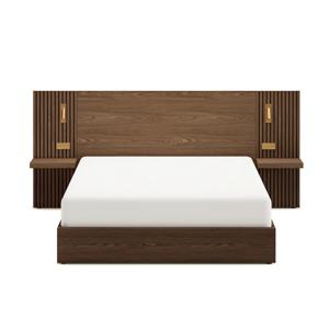 르블랑 침대 플랫형 브라운 Q (퀸), 릴리 매트포함, 하드타입, 사이드패널2ea
