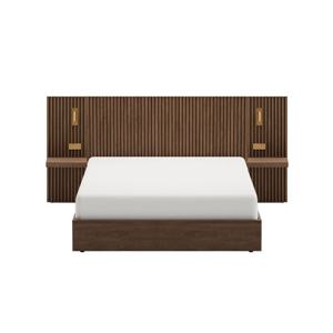 르블랑 침대 템바형 브라운 Q (퀸), 릴리 매트포함, 하드타입, 사이드패널2ea