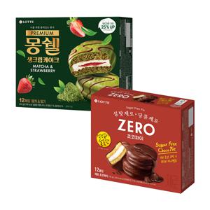 프리미엄 몽쉘 말차n딸기 444g x1개+제로 초코파이 336g x1개