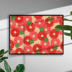 국화꽃 그림 건강 기원 행운 그림 빈티지 풍수 인테리어 포스터 무병장수 동양화 카페 액자