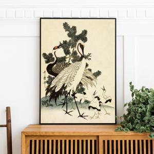 무병장수 학그림 소나무 그림 빈티지 포스터 집들이선물 카페 액자 일본 아트포스터 소품