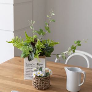 그린 고사리달개비 페이퍼바스켓세트 조화 실크플라워
