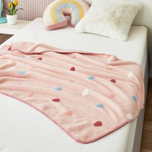 쁘띠하트 수면 자수담요 90x120 베이비핑크