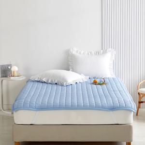 4면 고정밴드가 있는 시어서커 패드 SS 블루 115x205