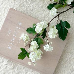 스노우볼 목수국 실크플라워 조화 화이트 1개