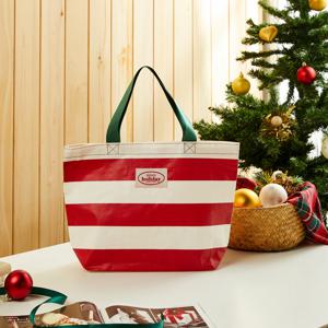 크리스마스 스트라이프 PP 핸디백 레드