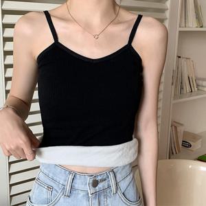 여자 기모나시 민소매 겨울 폴리에스테르 여성 이너 융털끈나시