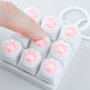 고양이 젤리 9구 키캡 딸깍이 키링 발바닥 키보드 열쇠고리 피젯토이