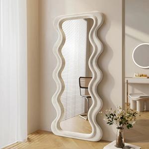[리퍼] 웨이브거울 인테리어 스탠드거울 스웨이드거울 벨벳거울 전신거울 물결거울
