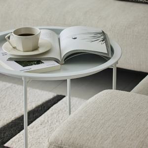 휴 468 라운드 사이드 좌식 쇼파 침대 이동식 간이 테이블 (화이트/블랙)