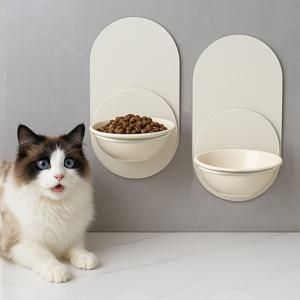 공중부양 청소템 벽부착 높이조절 강아지 고양이 밥그릇 물그릇 도자기 식기 세트