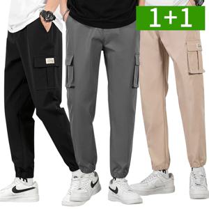 1+1 일자핏 남자 카고바지 조거팬츠 밴딩 봄 가을 건빵 포켓 남성 바지