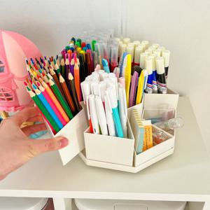 대용량 회전 연필꽂이 볼펜 색연필 꽂이
