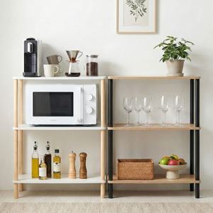 3단 전자레인지선반 수납장 밥솥 렌지대 주방가구 (블랙/화이트)