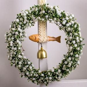 액막이 명태 안개꽃 리스 도어벨 현관 장식 조화