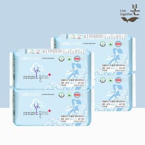 본플러스 국내제조 유기농 순면 생리대 일반팬티라이너 40P, 4팩