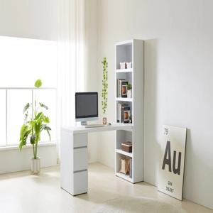 와이드데스크 수납형책상 ㅡ형+3단서랍+책장(일체형)SET 1600 테이블 M3