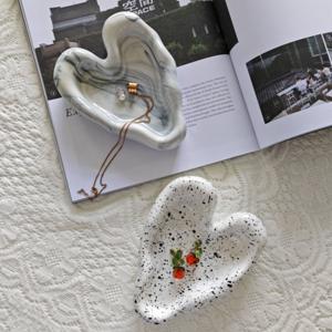 하트 세라믹 악세사리 트레이 반지 귀걸이 차키 보관 정리함 2color