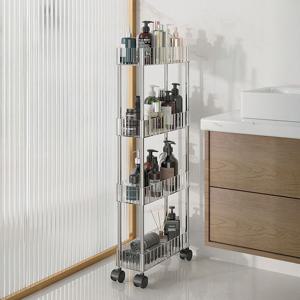 투명 아크릴 틈새 트롤리 이동식 조립식 수납 선반 4단