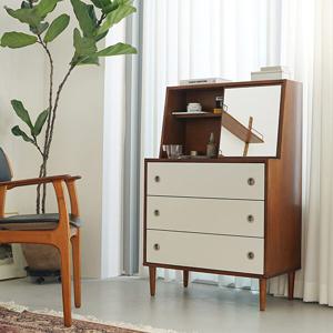 [리퍼]펜슬하우스 브라운하우스 원목 화장대 콘솔 서랍장_