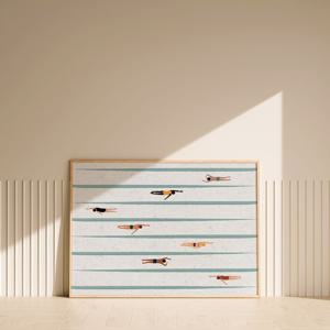 아트월 드로잉 컬러풀 전시 포스터 갤러리 그림 인테리어 액자_수영장