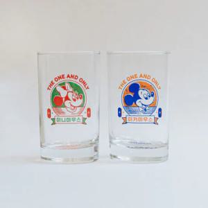 미키 마우스 레트로 감성 유리컵 글라스 2종 세트 B01