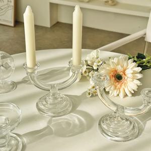크리스탈 유리 빈티지 테이퍼 촛대 시리즈 - 듀오 하모니