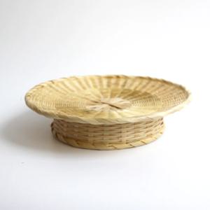 대나무 스탠드형 굽채반 야채 과일 튀김 받침 상추그릇 나무 전접시 원형