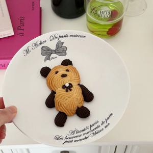 프렌치 리본 플레이트 디저트접시 홈카페그릇