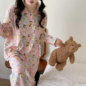 빈티지 토이 박스 순면 피치기모 긴팔 홈웨어 세트 1color