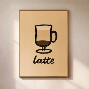딥 라떼, 홈 카페 포스터 커피 인테리어 거실 주방 벽 엽서 액자 데코