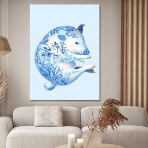 풍수 동물 돼지 캔버스 액자 행운 재물운 거실 현관 인테리어 그림