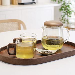 57도씨 내열유리 우드 티팟 티메이커 티포트 찻잔 세트