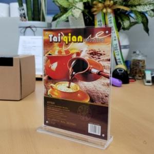 T자형 투명 아크릴 POP 꽂이 쇼케이스 가격표 안내판 게시판 테이블 메뉴판 A5 세로형