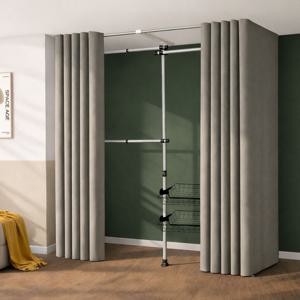 3단옷걸이 수납바구니 코코아그레이지 드레스룸 암막 커튼 행거 3LB3302SDCG