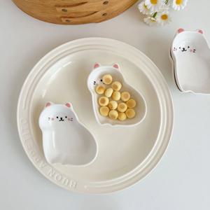 꼬마고양이 도자기 소스볼 미니 종지 찬기