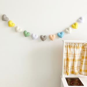 아기방 텐트 가랜드 펠트 하트 별 가랜드